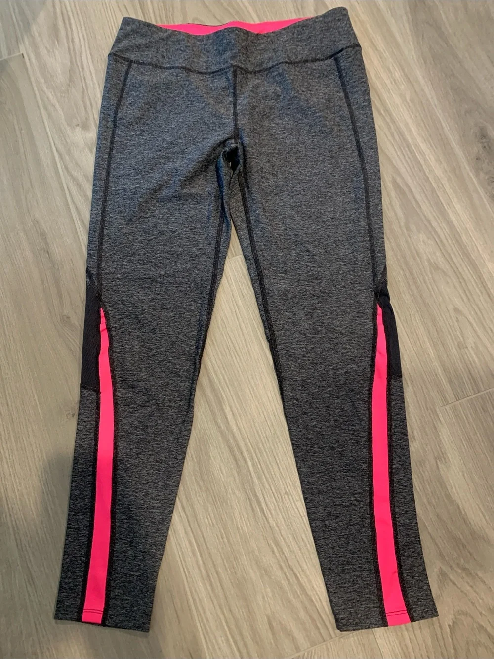 Head Gray Leggings with Pink Side Stripes
